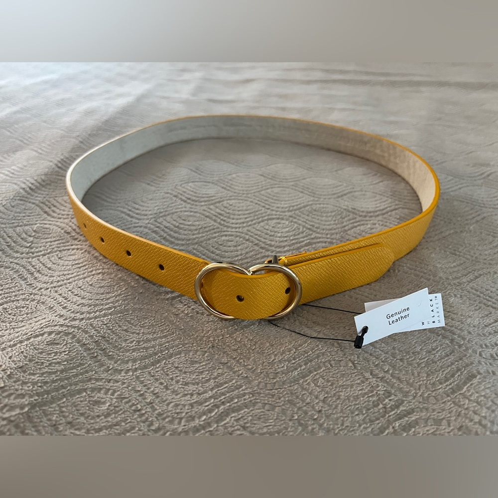 White House Black Market gold textured Leather Belt size medium